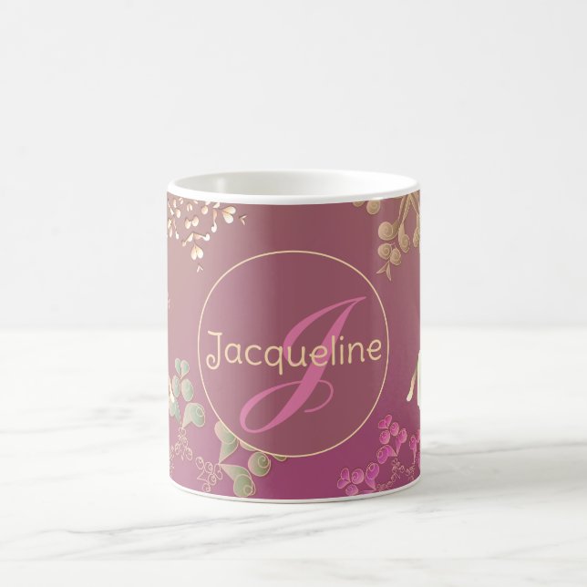 Holiday Monogram Snowflakes and Reindeer Coffee Mug (Center)