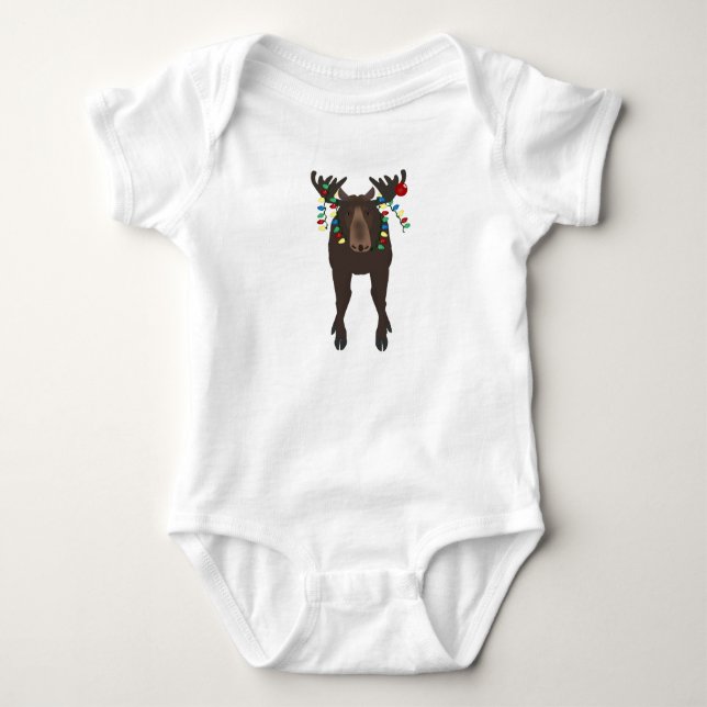 Holiday Moose Baby Bodysuit (Front)