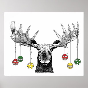 Holiday Moose Poster