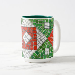 HOLIDAY MOSAIC Hunter Green Two-Tone Mug