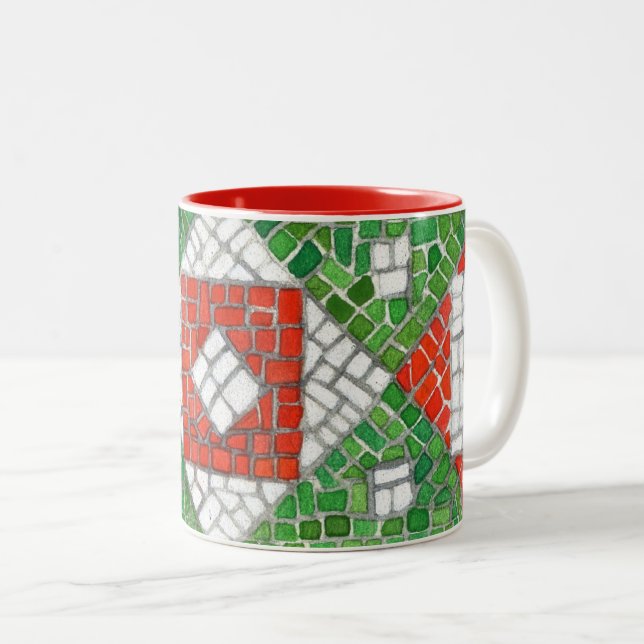 HOLIDAY MOSAIC Red Two-Tone Mug (Front Right)