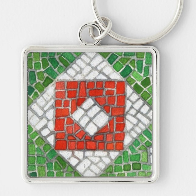 HOLIDAY MOSAIC Square Metal Keychain (Front)