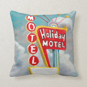 Holiday Motel Sign Throw Pillow