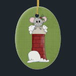 Holiday Mouse Ceramic Christmas Ornament<br><div class="desc">Text can be added to this ornament to make a personalized holiday gift. If you need help,  just click on the contact link below to send the designer a personal detailed message.</div>