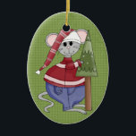 Holiday Mouse Ceramic Christmas Ornament<br><div class="desc">Text can be added to this ornament to make a personalized holiday gift. If you need help,  just click on the contact link below to send the designer a personal detailed message.</div>