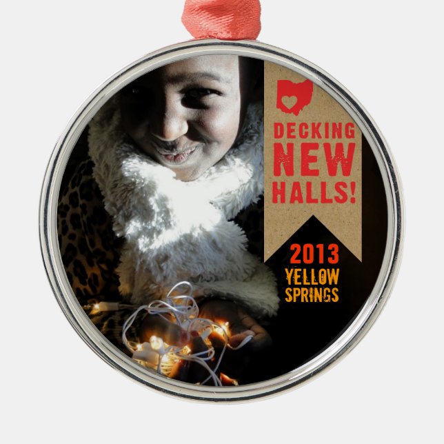 Holiday Moving Ohio Postmark Metal Ornament (Front)