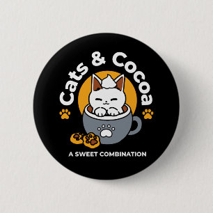 Holiday Mug Design with Cozy Cat and Paw Cookies 2 Inch Round Button