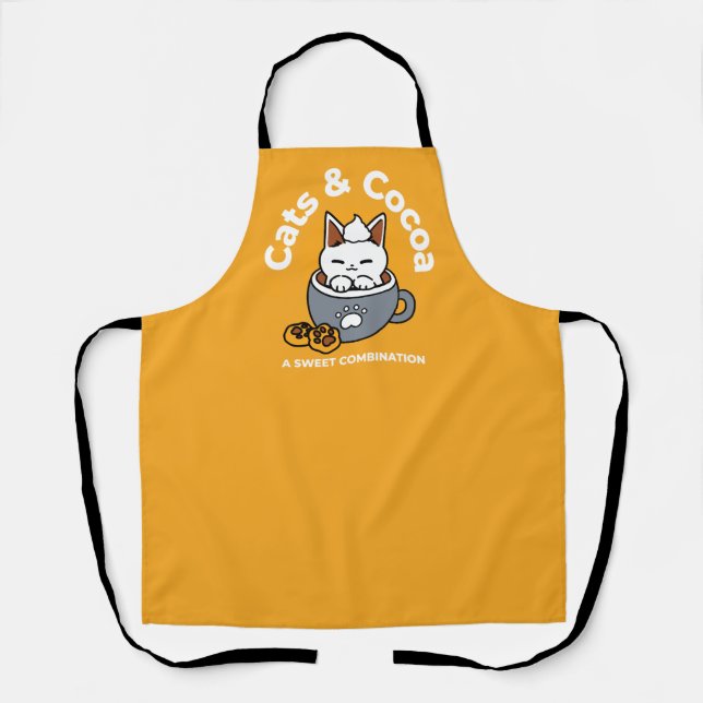 Holiday Mug Design with Cozy Cat and Paw Cookies Apron (Front)