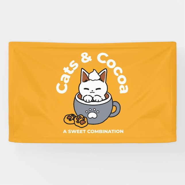 Holiday Mug Design with Cozy Cat and Paw Cookies Banner (Horizontal)