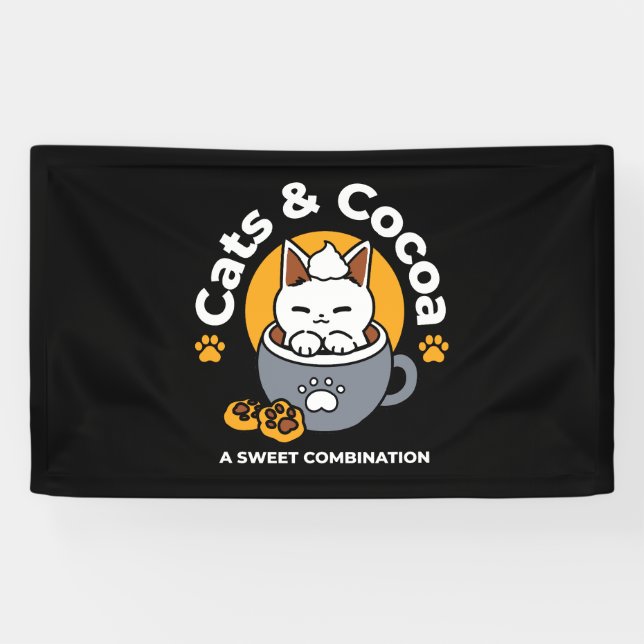 Holiday Mug Design with Cozy Cat and Paw Cookies Banner (Horizontal)