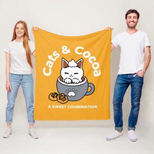 Holiday Mug Design with Cozy Cat and Paw Cookies Fleece Blanket