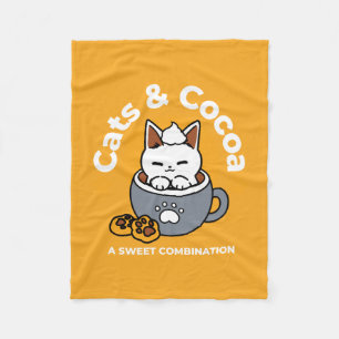 Holiday Mug Design with Cozy Cat and Paw Cookies Fleece Blanket