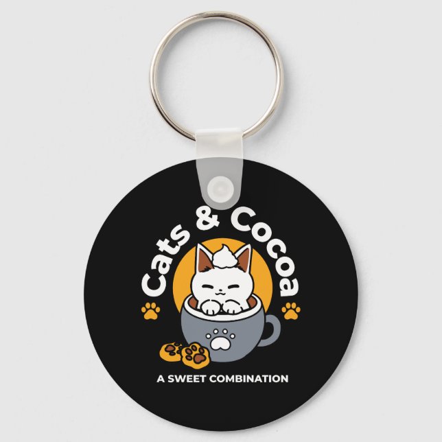 Holiday Mug Design with Cozy Cat and Paw Cookies Keychain (Front)