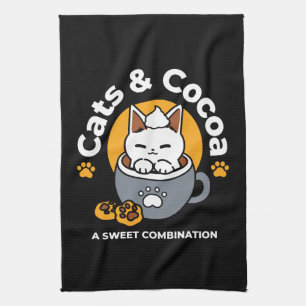 Holiday Mug Design with Cozy Cat and Paw Cookies Kitchen Towel