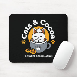 Holiday Mug Design with Cozy Cat and Paw Cookies Mouse Pad