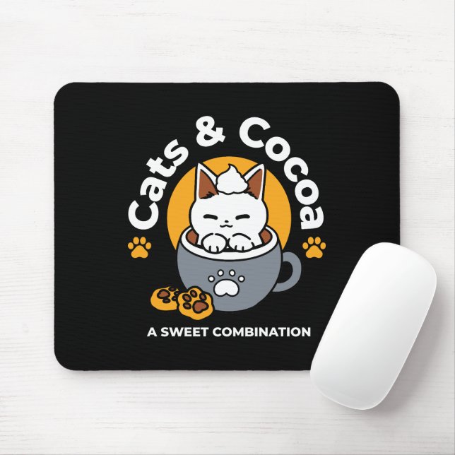 Holiday Mug Design with Cozy Cat and Paw Cookies Mouse Pad (With Mouse)