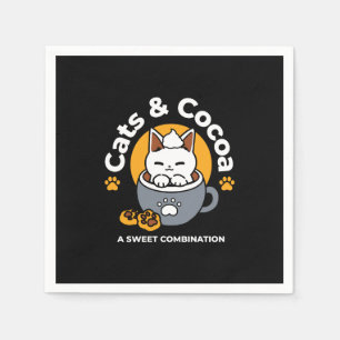 Holiday Mug Design with Cozy Cat and Paw Cookies Napkin