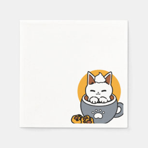Holiday Mug Design with Cozy Cat and Paw Cookies Napkin
