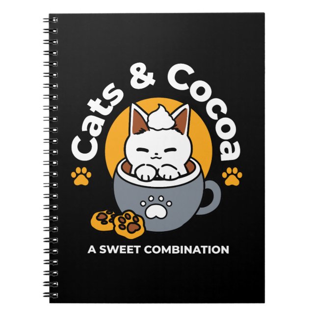 Holiday Mug Design with Cozy Cat and Paw Cookies Notebook (Front)