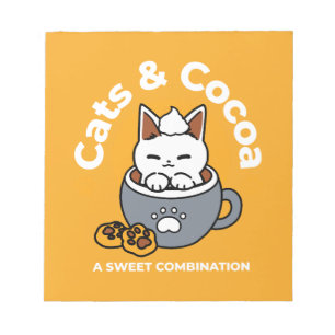 Holiday Mug Design with Cozy Cat and Paw Cookies Notepad