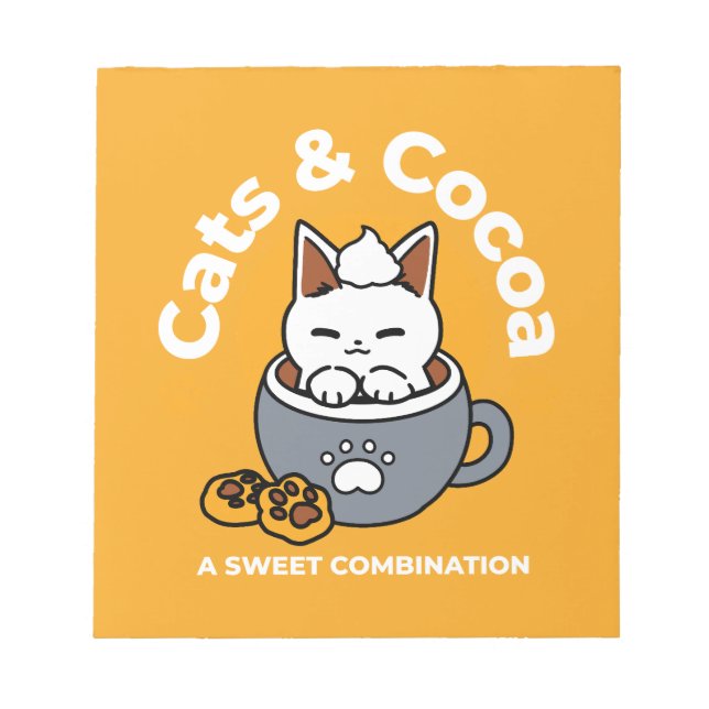 Holiday Mug Design with Cozy Cat and Paw Cookies Notepad (Front)