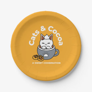 Holiday Mug Design with Cozy Cat and Paw Cookies Paper Plate