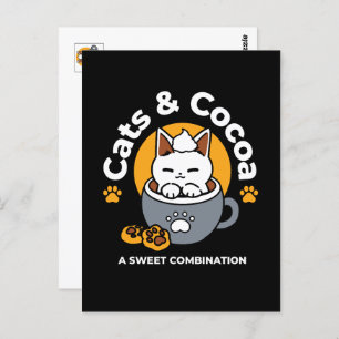 Holiday Mug Design with Cozy Cat and Paw Cookies Postcard