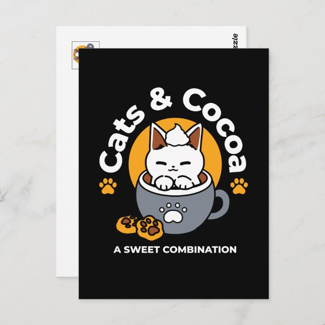 Holiday Mug Design with Cozy Cat and Paw Cookies Postcard (Front/Back)