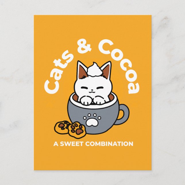 Holiday Mug Design with Cozy Cat and Paw Cookies Postcard (Front)