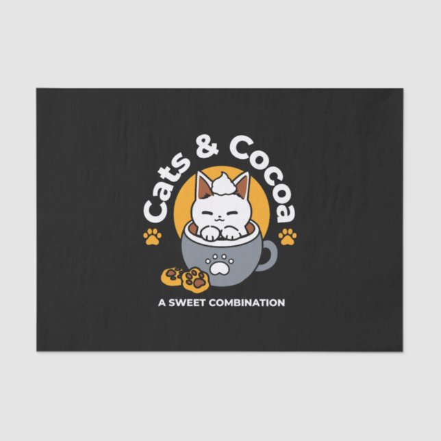 Holiday Mug Design with Cozy Cat and Paw Cookies Tissue Paper (Front)