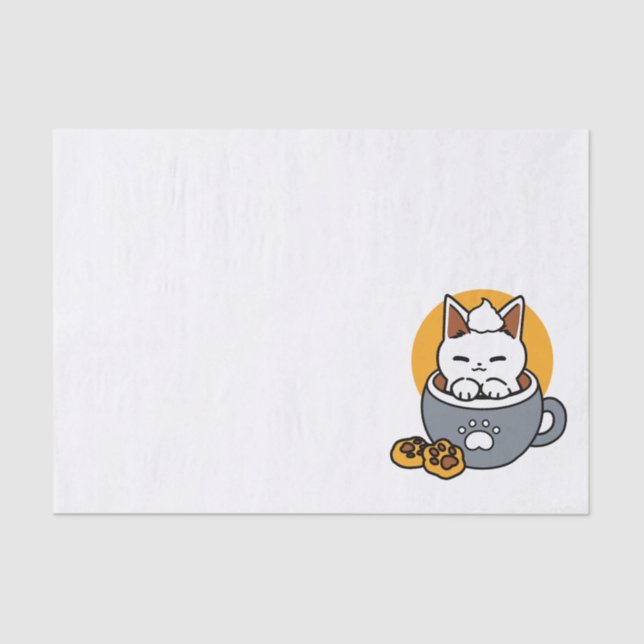 Holiday Mug Design with Cozy Cat and Paw Cookies Tissue Paper (Front)