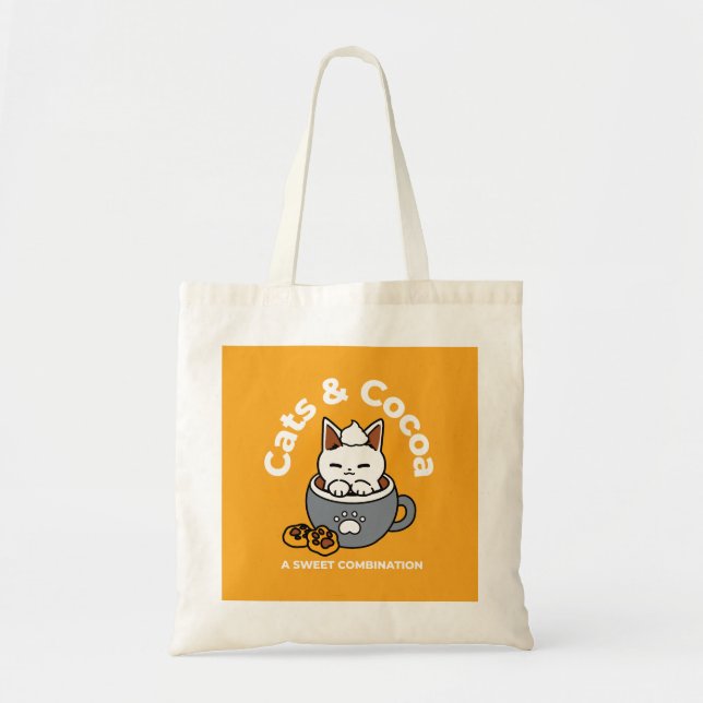 Holiday Mug Design with Cozy Cat and Paw Cookies Tote Bag (Front)