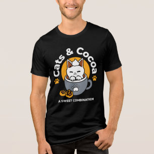Holiday Mug Design with Cozy Cat and Paw Cookies Tri-Blend Shirt