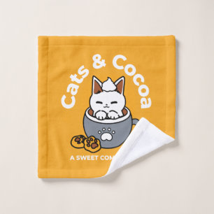 Holiday Mug Design with Cozy Cat and Paw Cookies Wash Cloth