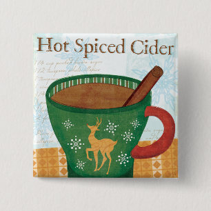 Holiday Mug with Hot Spiced Cider 2 Inch Square Button