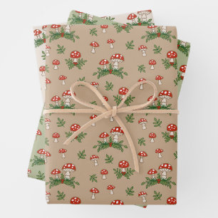 Holiday Mushrooms Wrapping Paper Sheet