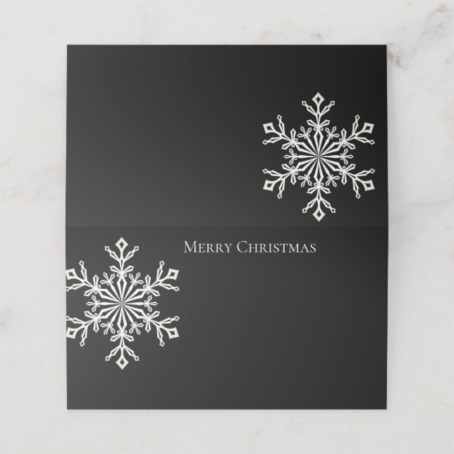 Holiday Name Place Card-Snowflake Card (Outside Unfolded)