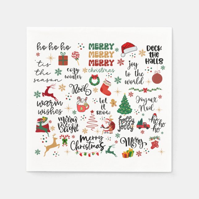 Holiday Napkins – Festive Christmas Sayings (Front)