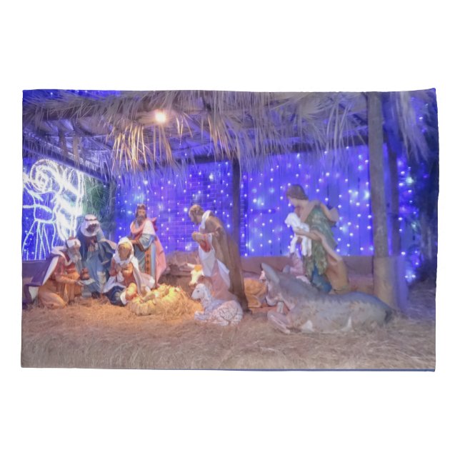 Holiday Nativity Scene Pillowcase (Back)