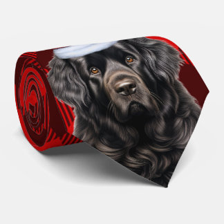 Holiday Newfoundland Red Buffalo Plaid Christmas Tie