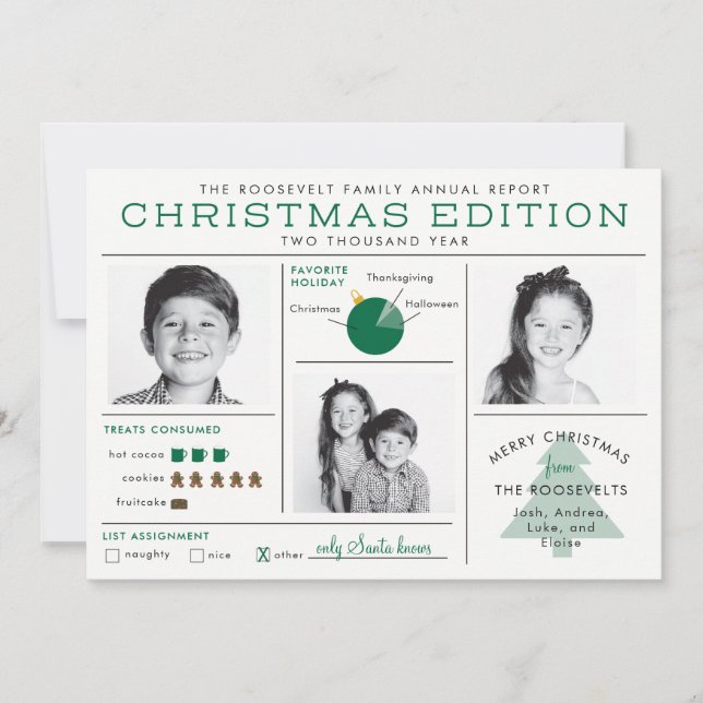 Holiday Newsletter Infographic Funny Christmas Invitation (Front)