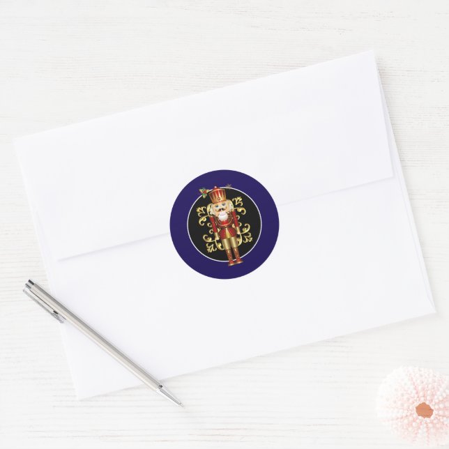 Holiday Nutcracker Classic Round Sticker (Envelope)