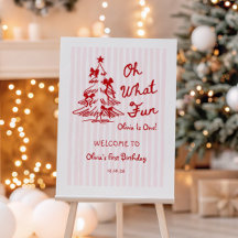 Holiday Oh What Fun Girl 1st Birthday Party