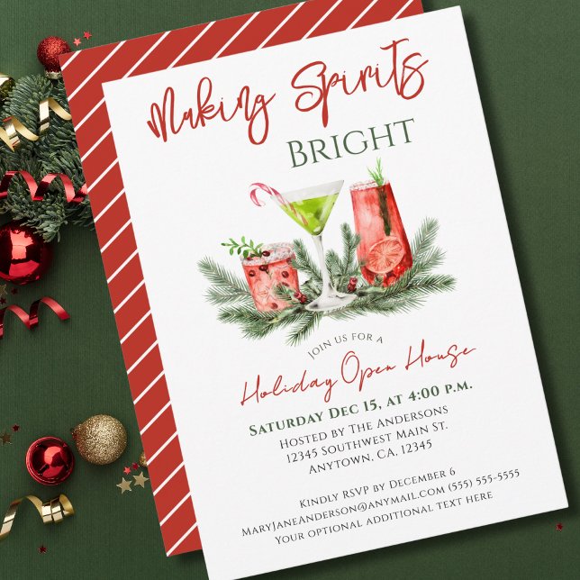 Holiday Open House Christmas Cocktail Party Invitation (Creator Uploaded)