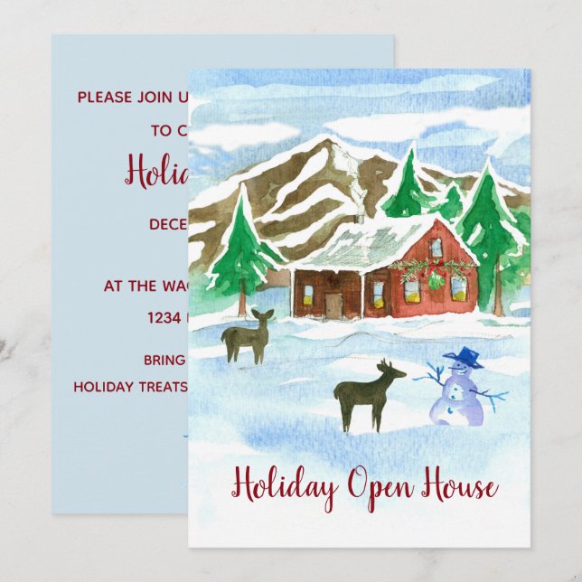 Holiday Open House Christmas Party Invitation (Front/Back)