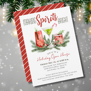 Holiday Open House Festive Christmas Cocktails Invitation