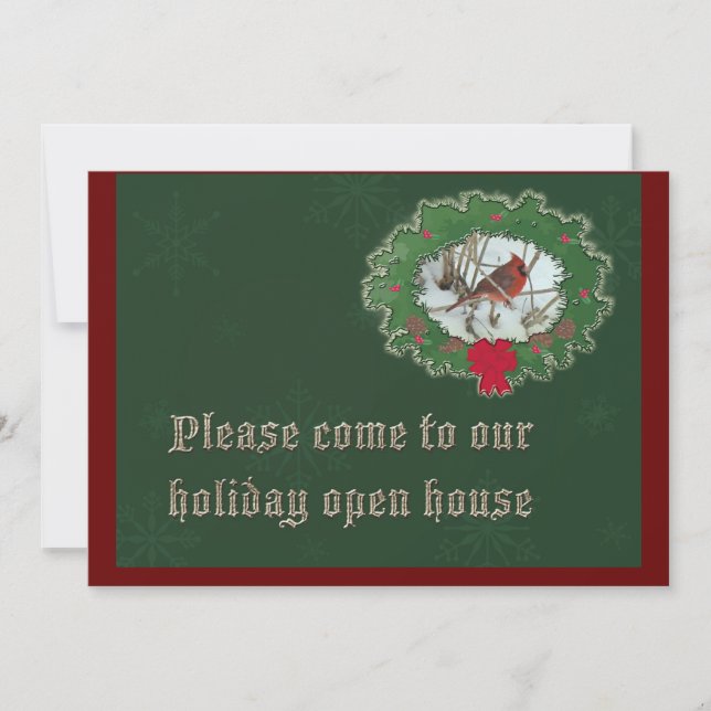 Holiday Open House Invitation Male Cardinal (Front)