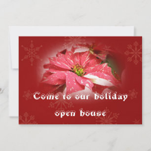Holiday OPen House Invitation - Poinsettia on Red