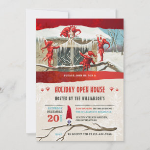 Holiday Open House Vintage Elves Invitation