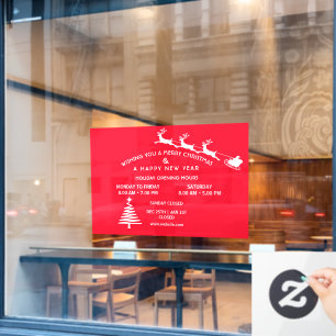 Holiday Opening Hours,Merry Christmas Window cling